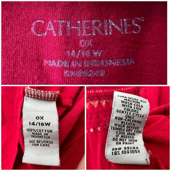 Catherines American Flag Summer 2015 Red Tee Shirt T-Shirt Size 14/16 W - Picture 7 of 7